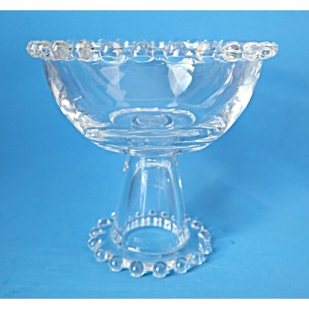Vintage Candlewick Glass Compote Footed Pedestal Candy Dish Imperial Glass Cente